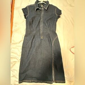FUBU Dark Indigo Denim Midi Dress